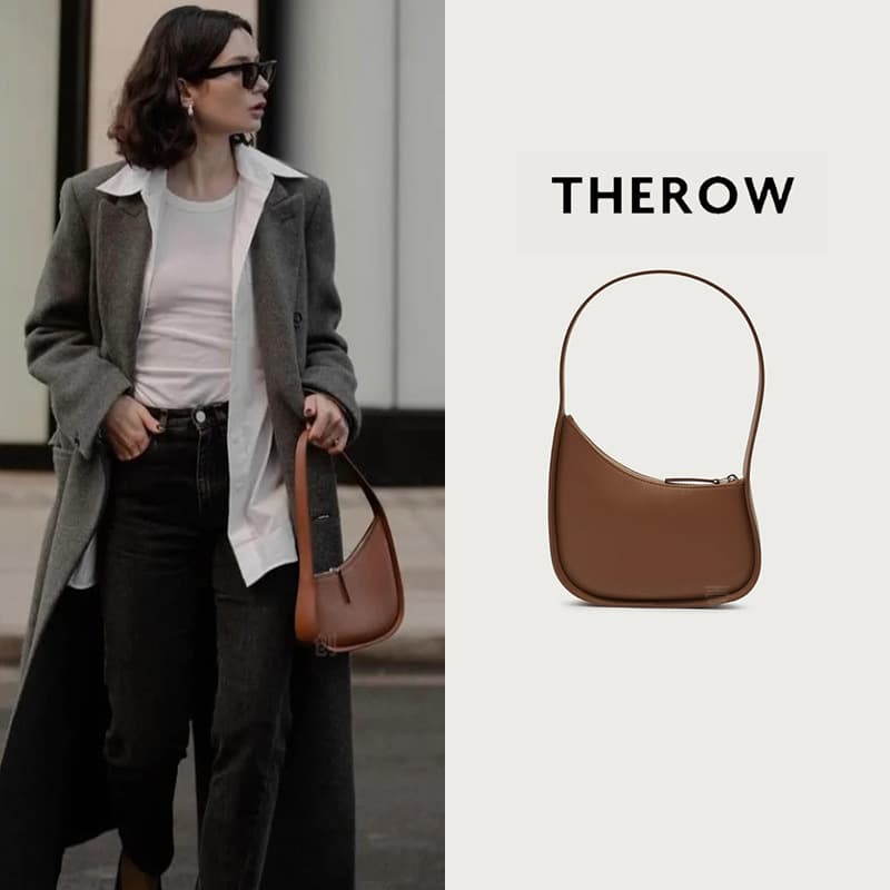 Simplified Design Leather Shoulder Bag Handheld Moon Shaped Bag Underarm Single Shoulder Bag for Commuting Soft Leather