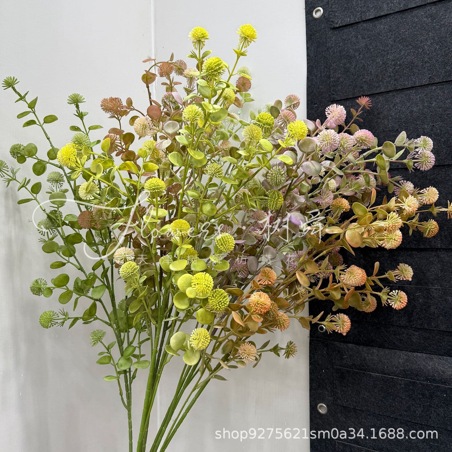 Green-Themed Wedding Artificial Flower Scene Arrangement, Artificial Green Plants, Thousand-Layered Golden Fruit, Asparagus Grass, Forest-Style Artificial Flowers