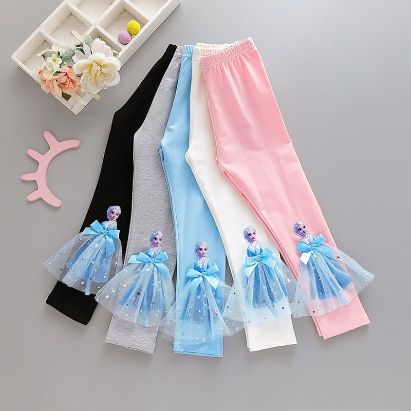 Princess Style Pure Cotton Autumnal Base Layer Trousers for Girls Baby Clothes Korean Style Short Pants High Waist Elastic Belt