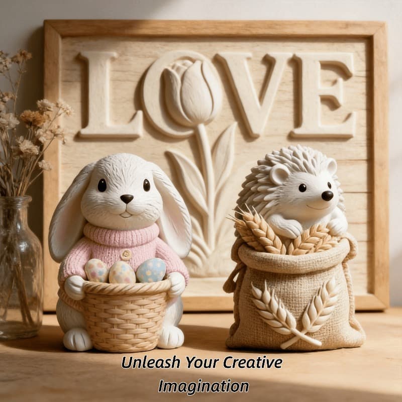 Rabbit Hedgehog Three-dimensional Flower Pot Silicone Mold Set DIY Resin Aromatherapy Candle Holder Decorative Ornaments Casting Mold