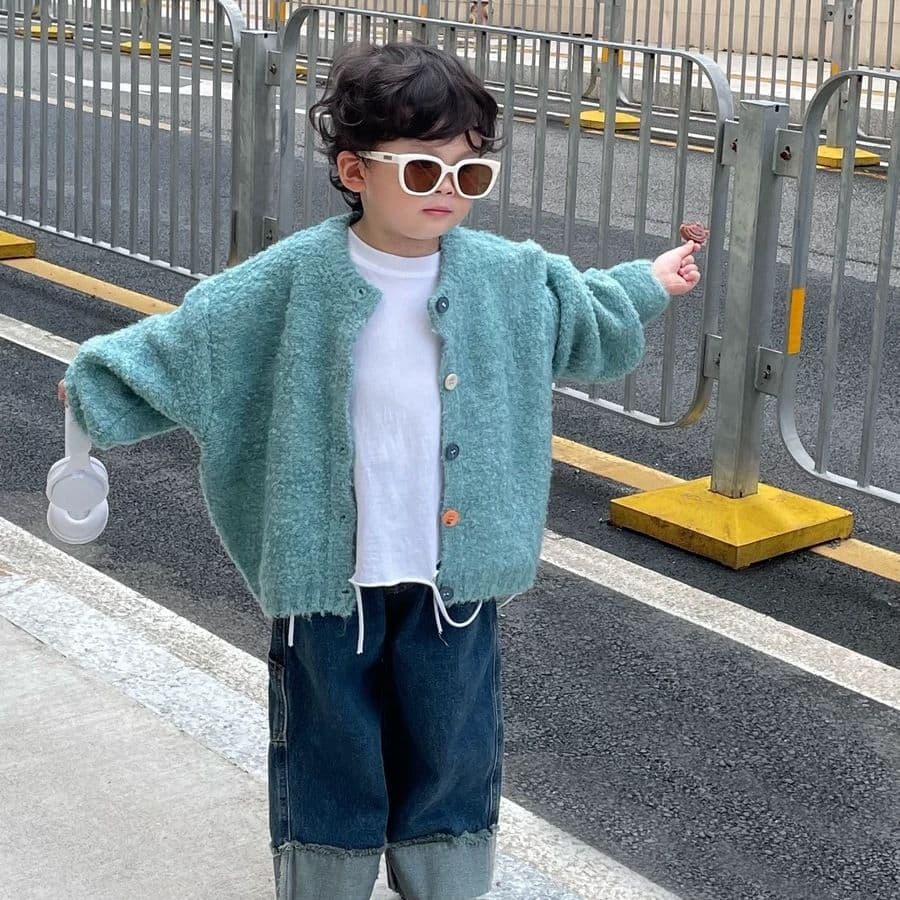 Autumn/Winter New Unisex Small/Medium Kids Sweater Casual Loose Outerwear Knitted Cardigan Children's Solid Color Top Trendy
