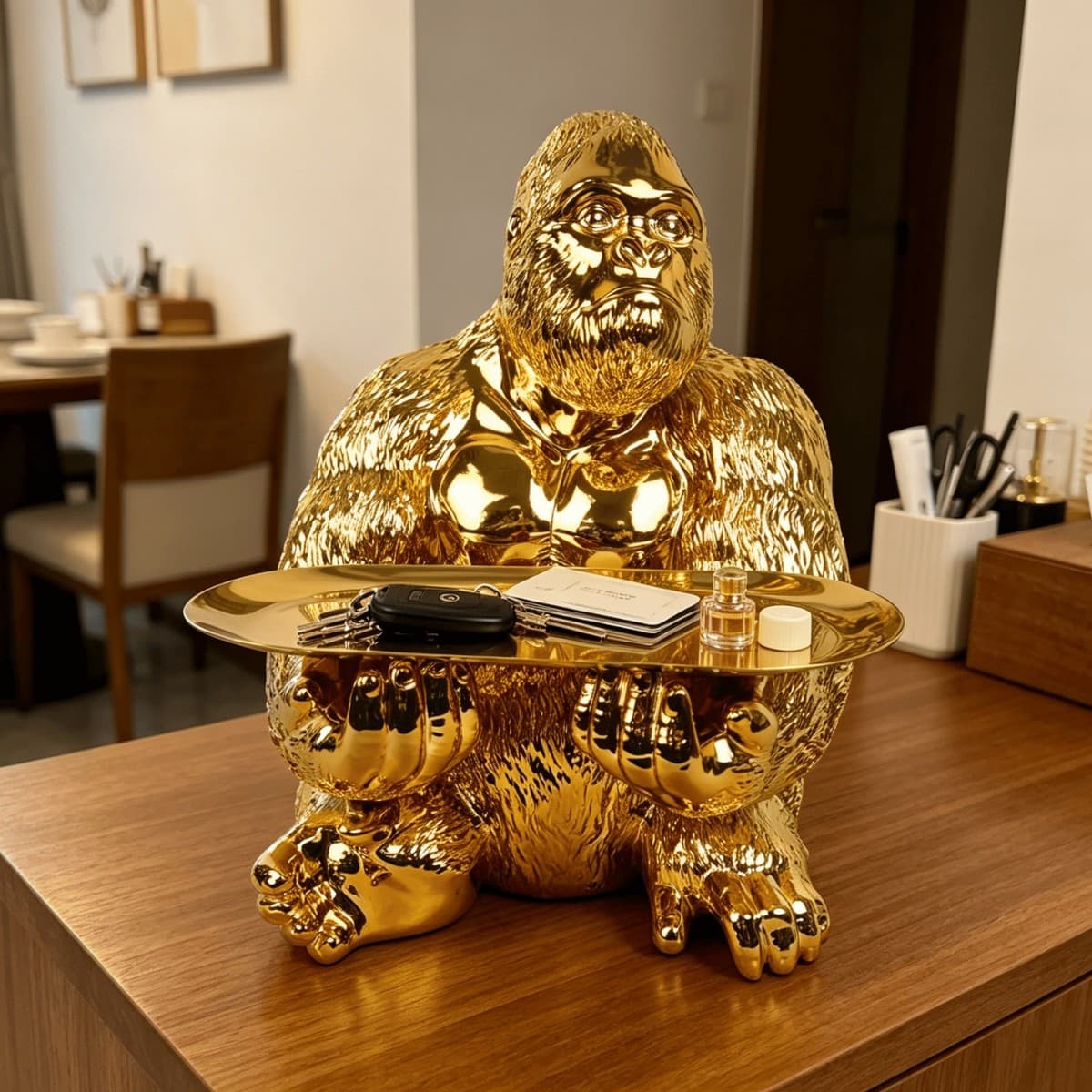 Creative Gorilla Tray Resin Figurine Storage Tray Living Room Entryway Storage Soft Decor Craft Sample Room Decoration