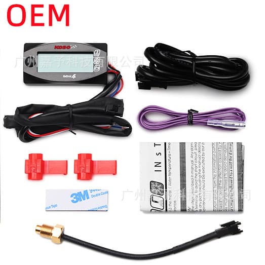 KOSO 4-in-1 Motorcycle Water Temperature, Voltage, Time, Speed Display, Instrument Panel, Temperature Counter Display, Universal for Vehicles