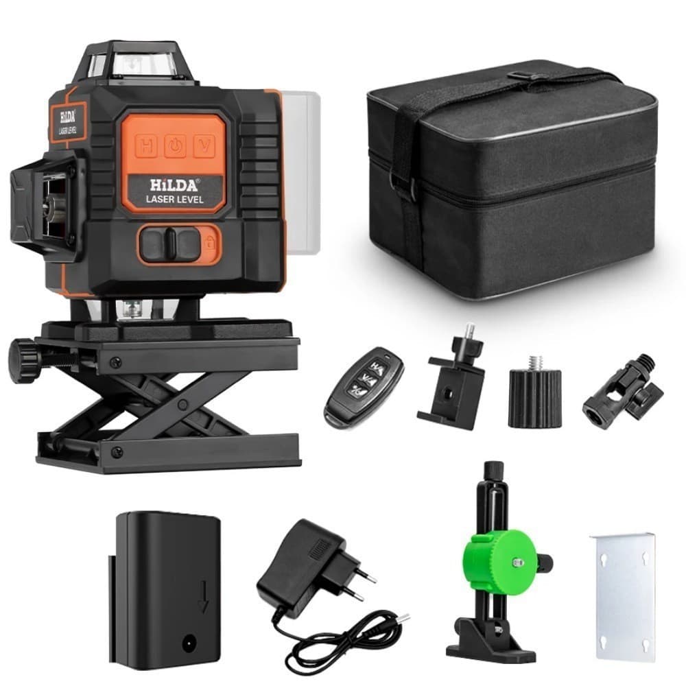 16-Line High Precision Level with Bright Fine Laser Infrared Line Projector, Green Light Self-Leveling Wall-Mounted Level
