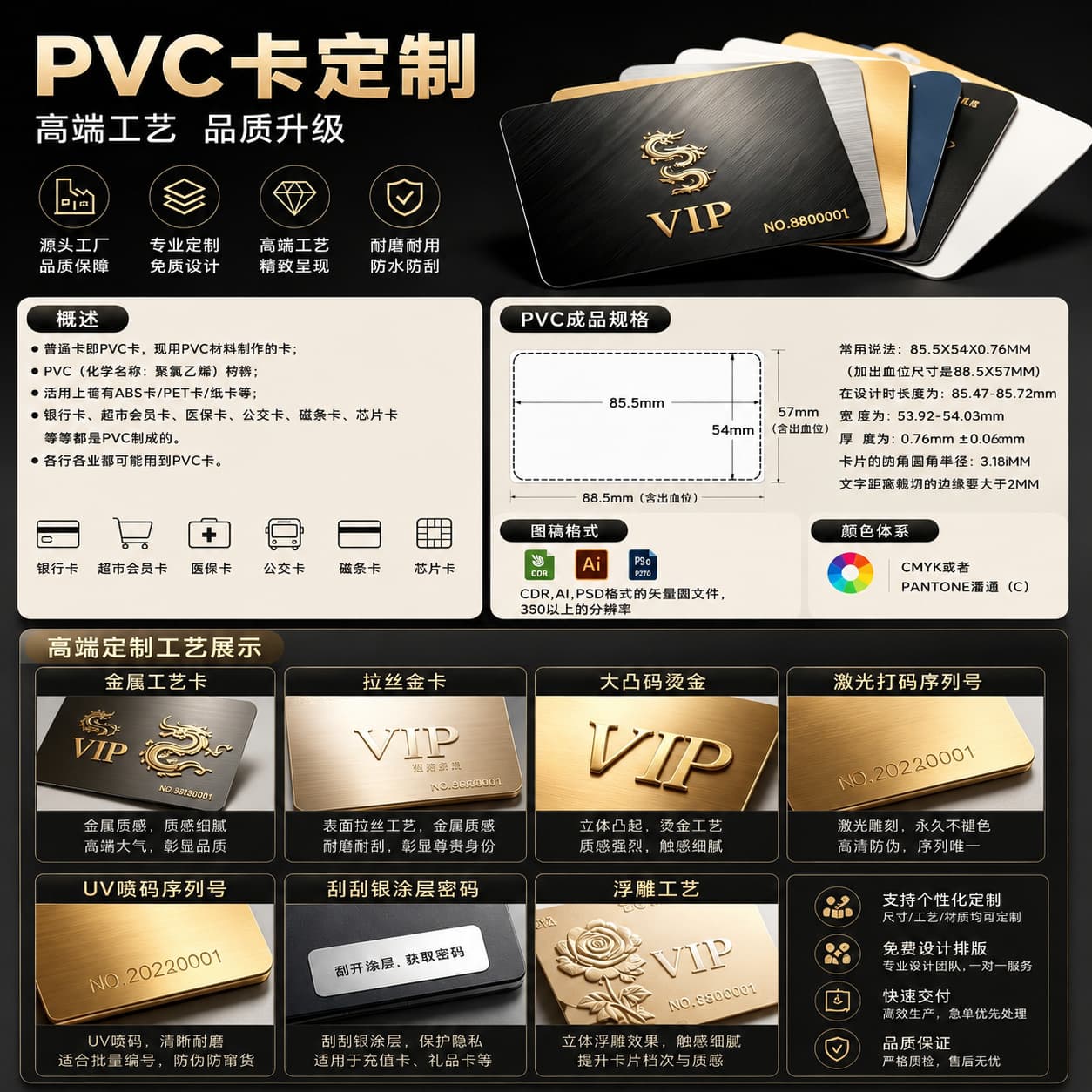 Custom PVC Premium Membership Card, Plastic Laser VIP Card, Frosted Embossed Card, Custom Membership Card