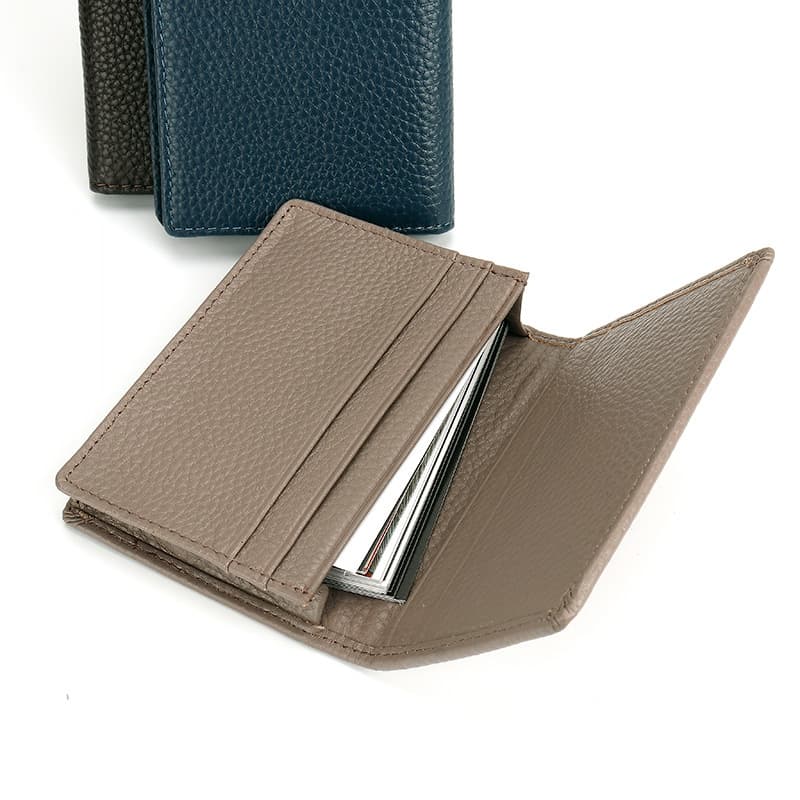 Genuine Leather Men's Business Card Holder Gift Litchi Pattern Top Layer Cowhide Leather Wallet Breathable Lightweight Antibacterial