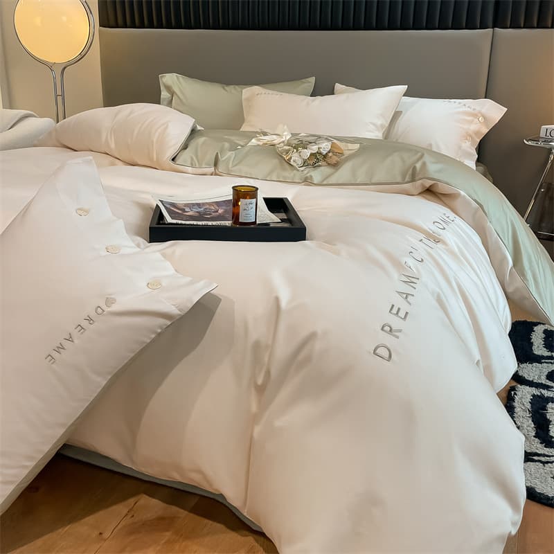 60-count Xinjiang long-staple cotton 4-piece set embroidery pure cotton 4-piece set cotton sheet duvet cover bedding 60-count long-staple