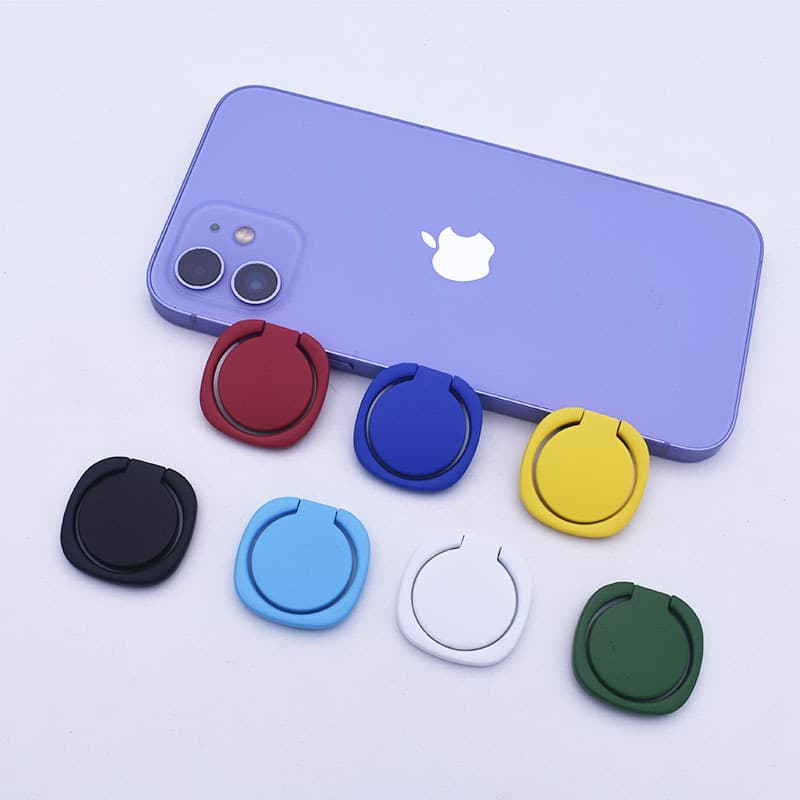 Macaron Solid Color Phone Ring Holder, Baked Paint Alloy Stand, Metal 360° Rotating Back Adhesive Ring Grip