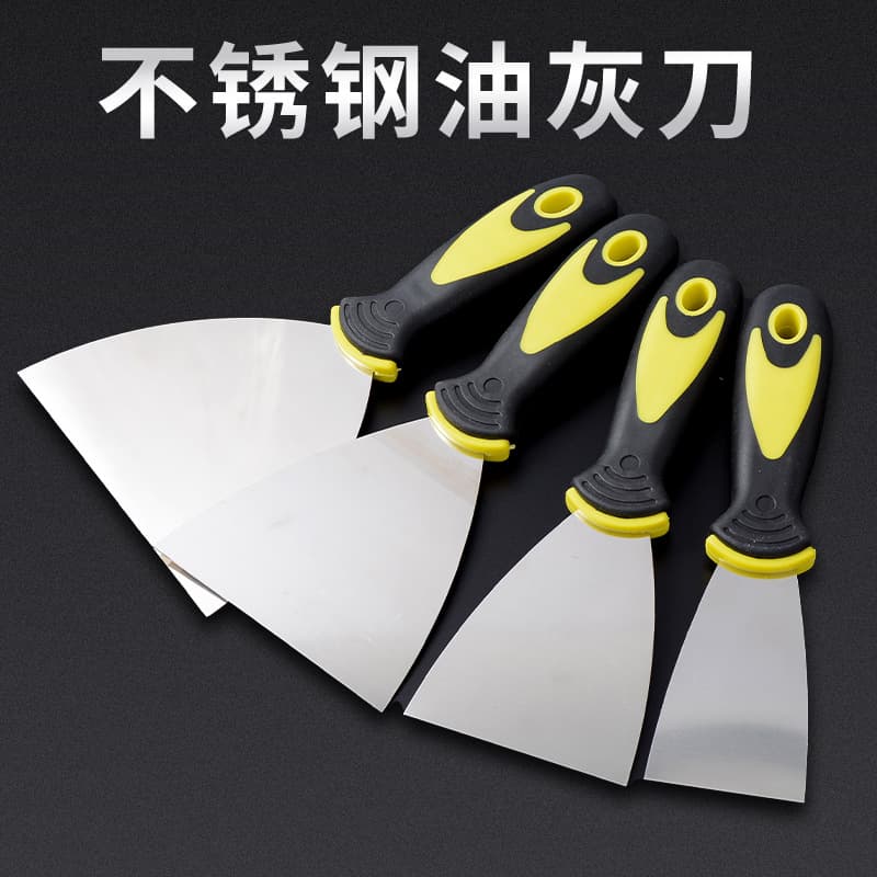 Manufacturer Direct Sale Putty Knife Wholesale Household Scraper Wooden Handle Thickened Stainless Steel Cleaning Tool Mortar Trowel Industrial Use