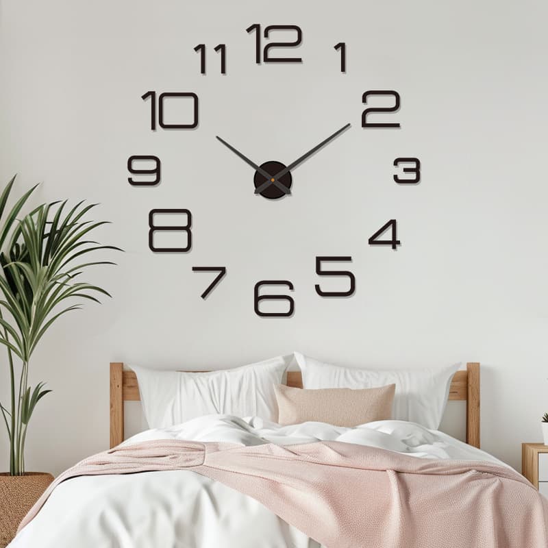 Nordic Digital Clock DIY Wall Clock, No Drilling Decorative Wall Sticker, Acrylic Silent Clock