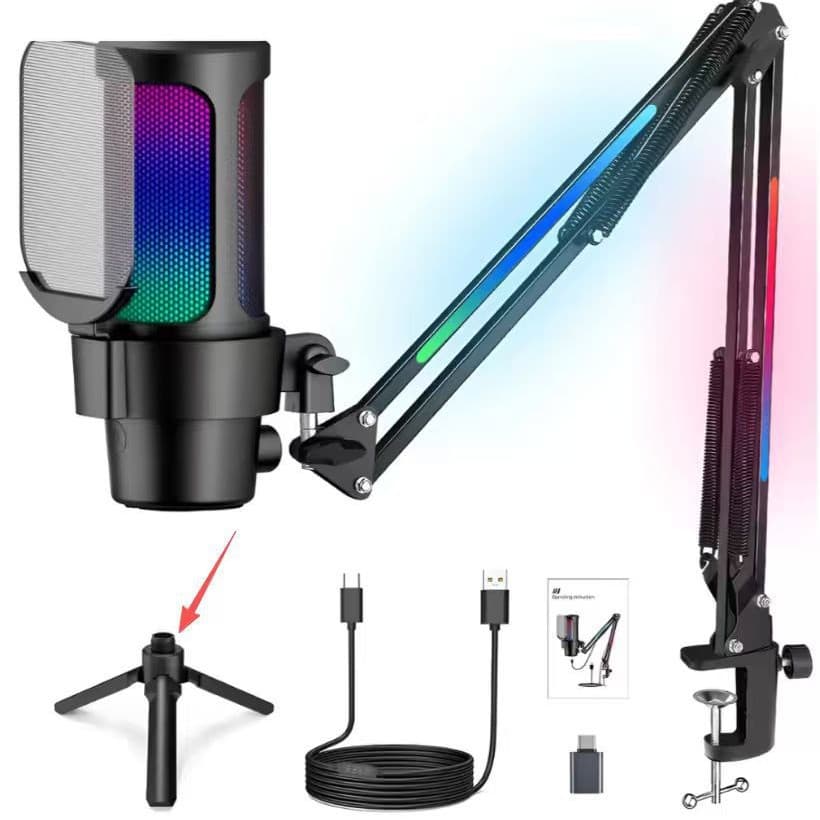 Professional Condenser Microphone with Sound Card Set for Recording and Live Streaming