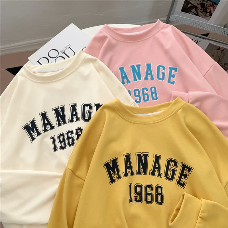 Cross-Border Spring/Autumn Korean College Style Letter Print Loose Fit Plus Size Versatile Round Neck Sweatshirt Women Long Sleeve Top Fashion