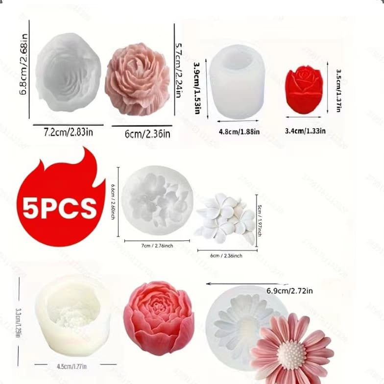 Cross-Border Variety of Flower Candle Silicone Molds DIY Rose Flower Handmade Soap Resin Baking Aromatherapy Decoration Mold