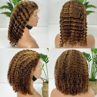 Wig Hairwigs Deep Wave Wig Human Hair Cap Short Hair Cap Human Hair Wig