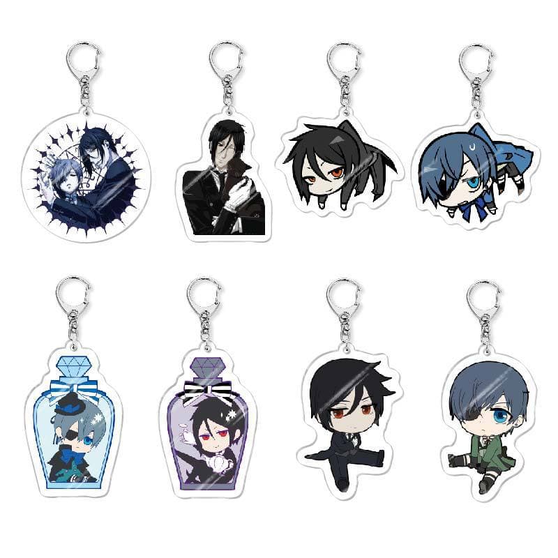 Anime Peripheral Black Butler Sebastian Charles Acrylic Keychain Pendant Bag Decoration