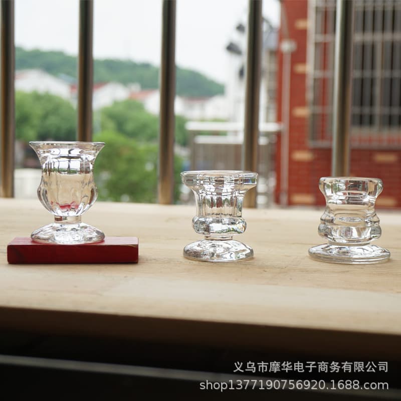 Wholesale Transparent Glass Candle Holder Hexagonal Rod Candle Wax Holder Wedding Party Candlelight Dinner Candle Holder