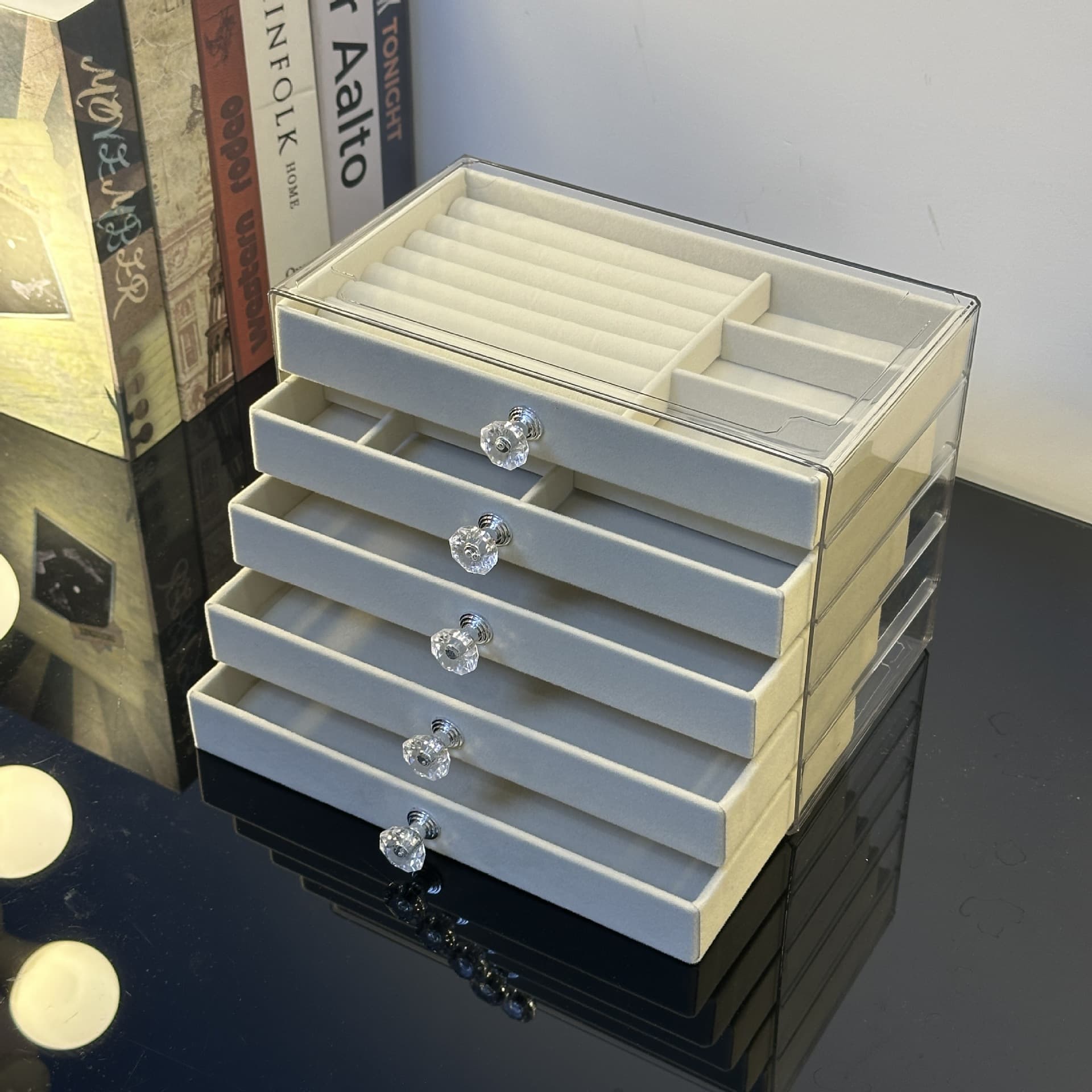 Exquisite new jewelry storage box, drawer-type necklace, earrings, multi-layer large-capacity earrings, hand jewelry box, gift box