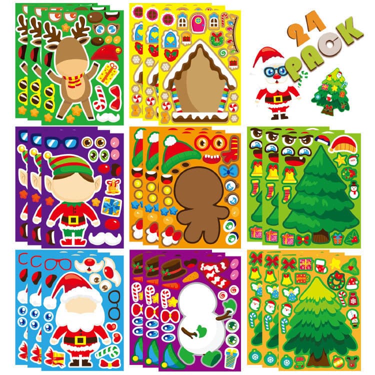 Christmas sticker making children's holiday elves DIY handmade stickers Christmas party gift stickers