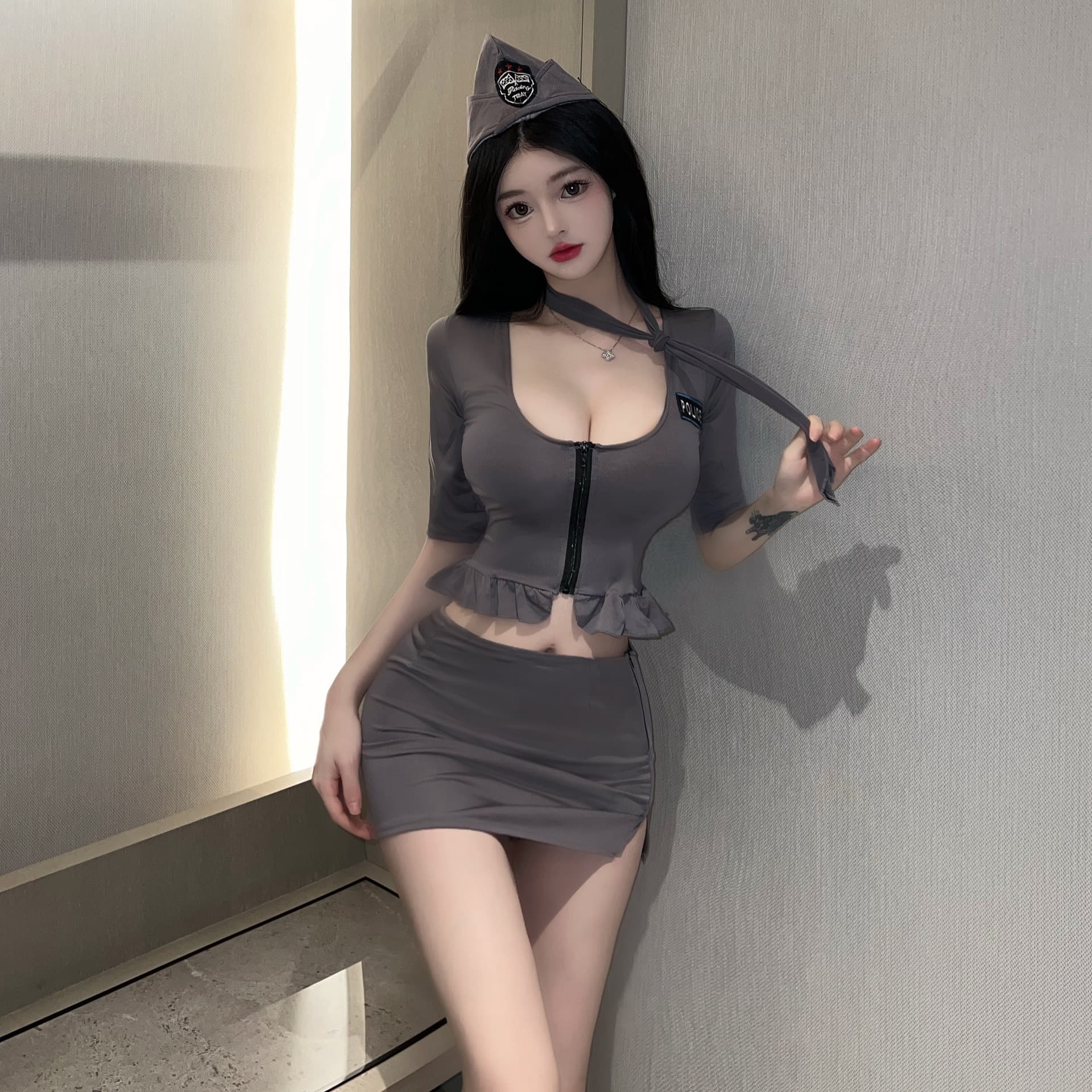 Rainy Night New Flight Attendant Lingerie Passionate Temptation Instructor Set Split Sexy Game Uniform Drop Shipping