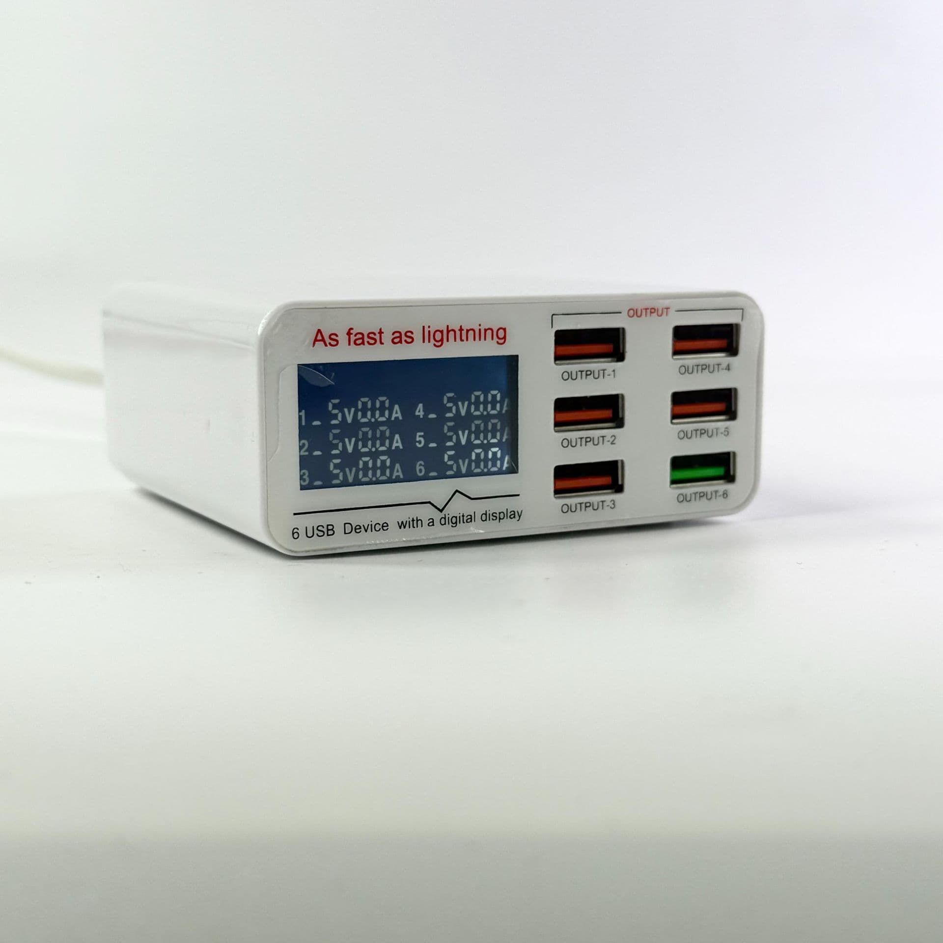 Customized digital display 6-port multi-port charger USB fast charging mobile phone tablet laptop charger desktop charging station