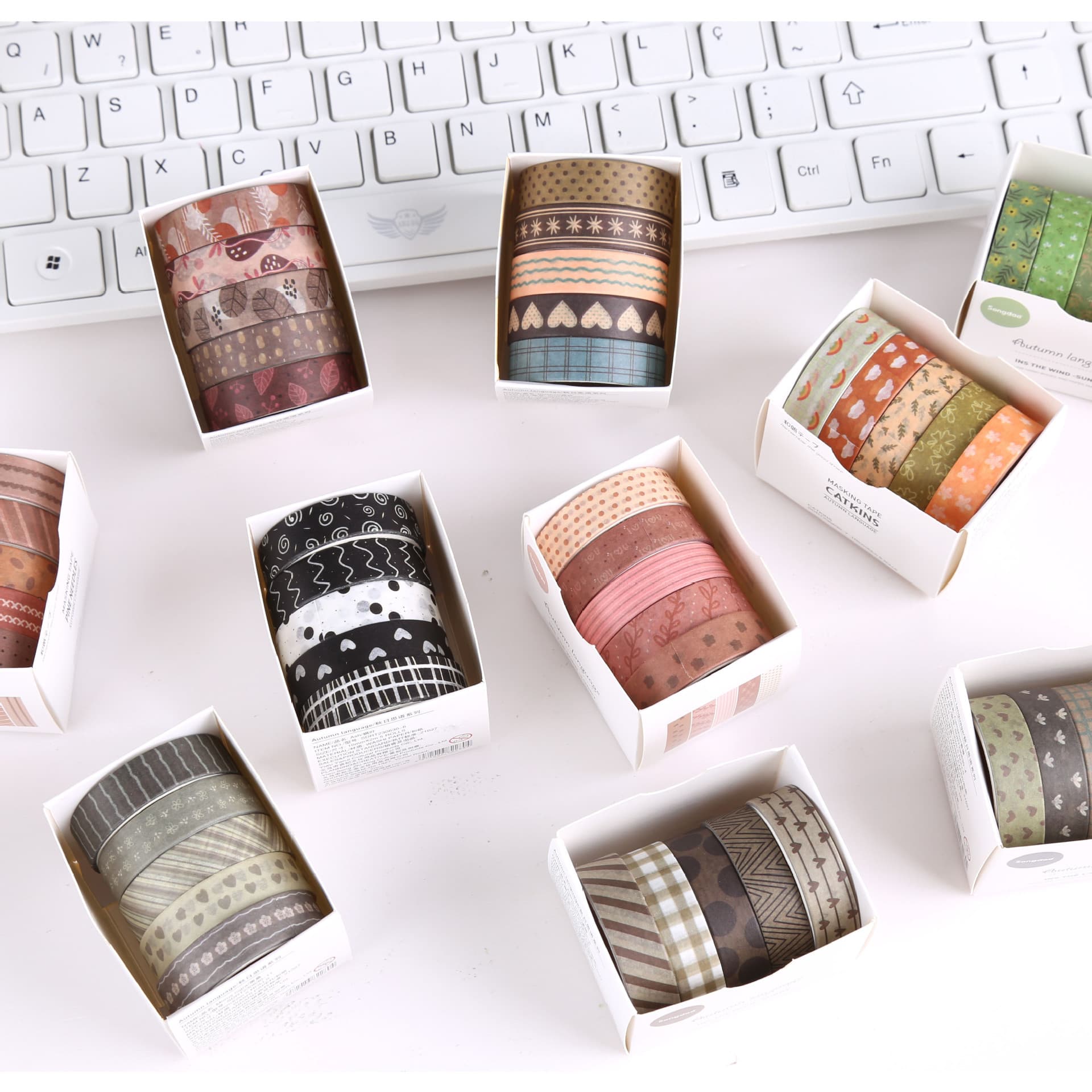 SDRT230630 Autumn Whispers Series Washi Tape Set 5 Rolls Cross-border Product Vintage Basic