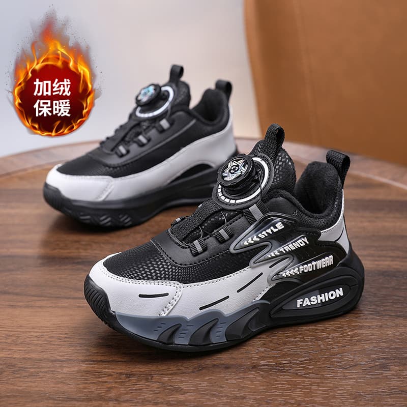 Boys' Sports Shoes 2025 Autumn/Winter New Fleece-Lined Waterproof Outdoor Non-Slip Soft Sole Casual Shoes