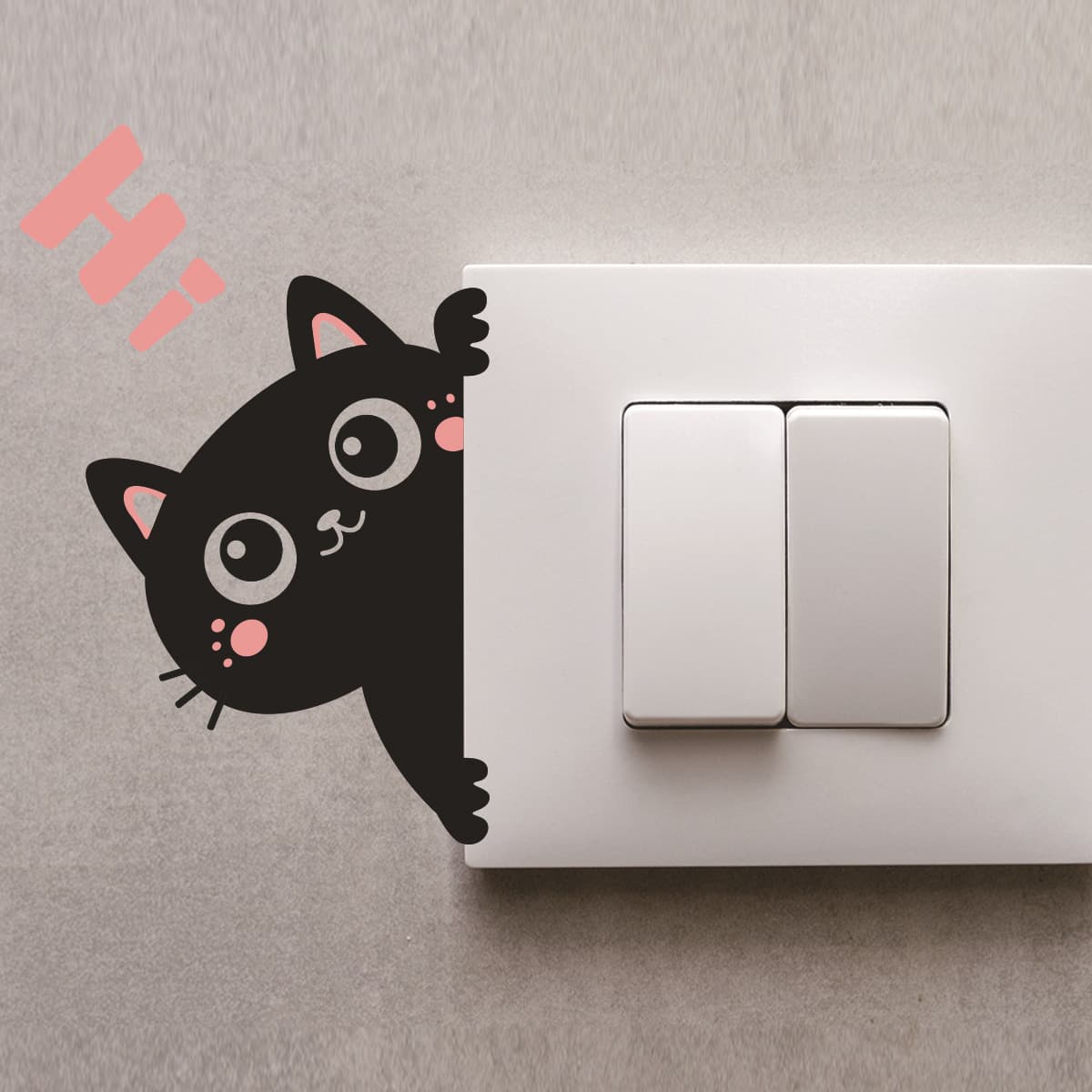 Cartoon switch wall stickers for bedroom and living room decoration, self-adhesive cat design waterproof wall decals wholesale