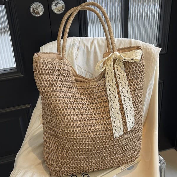 Summer Chic Resort Style Straw Woven Bag Women 2026 New Large Capacity Woven Tote Bag Niche Single Shoulder Beach Bag