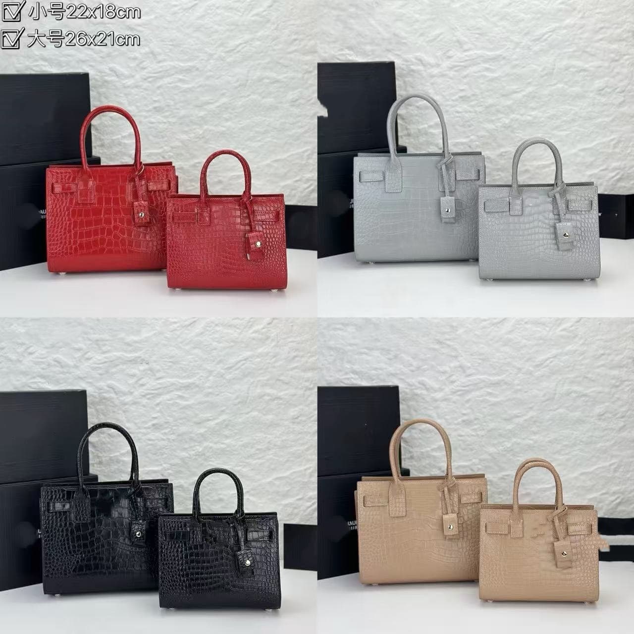 YS Crocodile Pattern Cowhide Accordion Bag Series sac de jour Handbag Single Shoulder Crossbody Bag Cross-Border Wholesale