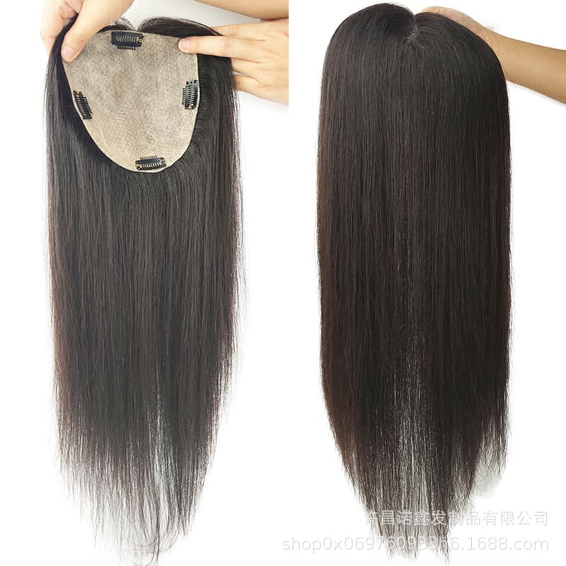 Top Wig for Women with Long Straight Hair, Women's Wig Piece, Top Replacement Hair Piece, Simulated Scalp to Cover White Hair, Replacement Hair Piece, Real Hair