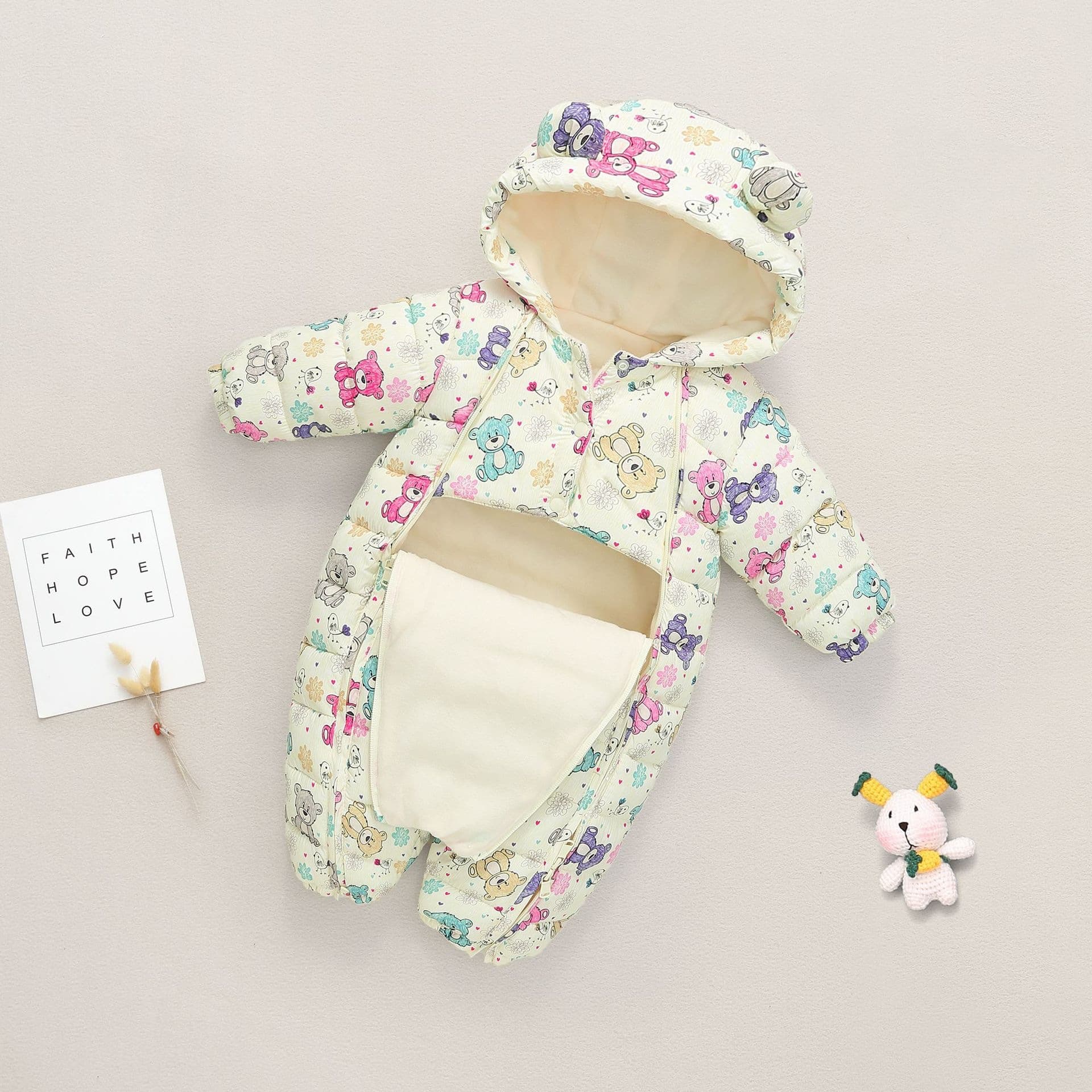 Newborn Baby Romper Jumpsuit for Boys and Girls, Winter Outdoor Wear Set, Baby Down Cotton Clothing 0-18 Months