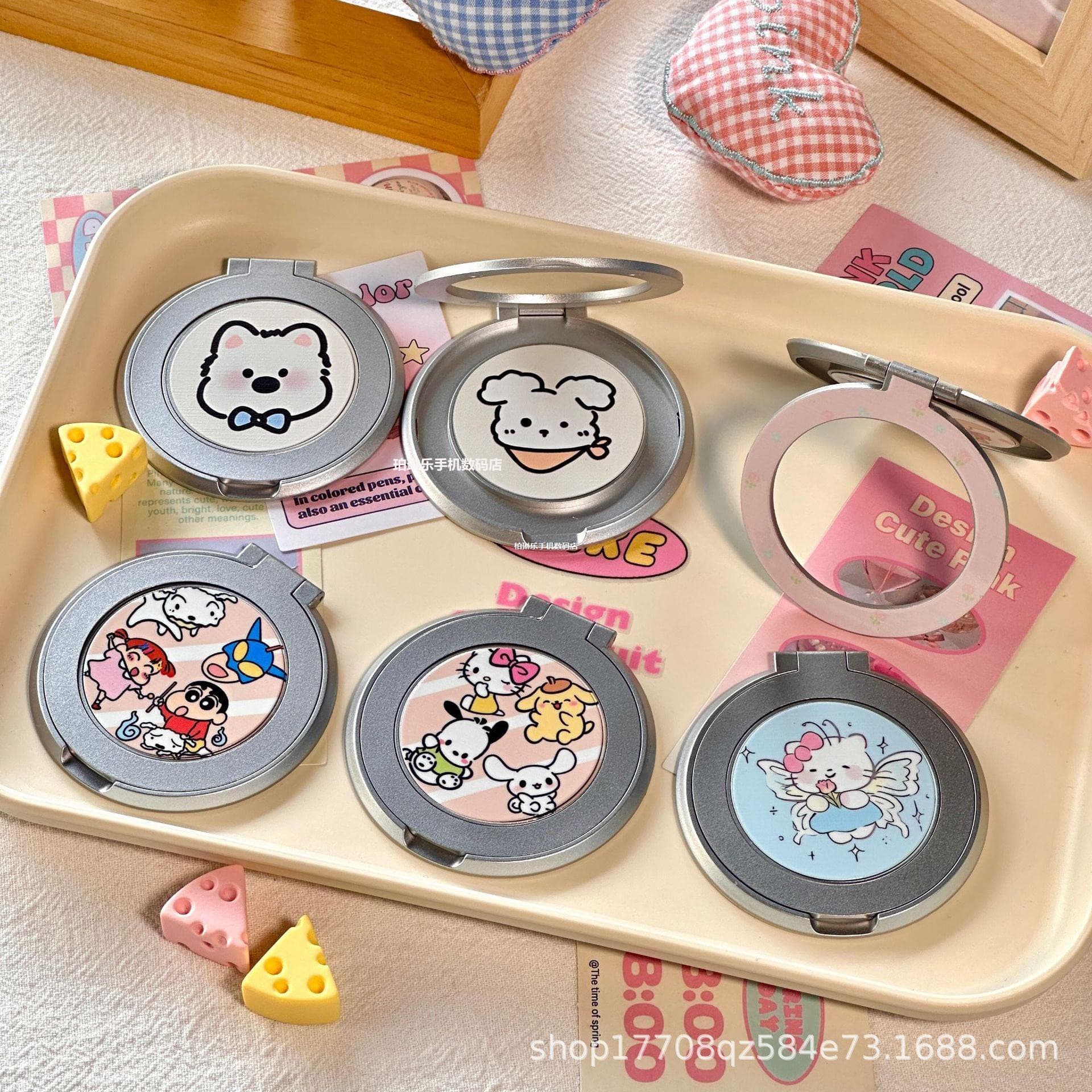 Ins Cute Kitty Cartoon Small Animal Phone Stand, 360-Degree Rotating Adhesive Fixed Pivot Foldable Holder