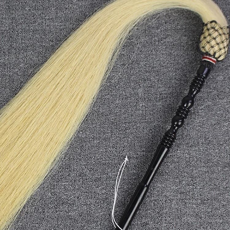 Genuine Horsehair Tai Chi Whisk Fly Whisk Ritual Tool Prop Floating Dust Daoist Supplies Eunuch Buddhist Dust Sweeping Duster Floating and Sinking