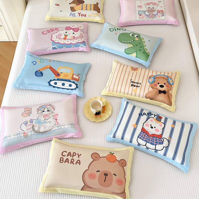 Summer Cooling Mat Pillowcase Summer Cartoon 40x60 Single Ice Silk Children's Pillowcase 30x50 Kindergarten Pillow Wholesale