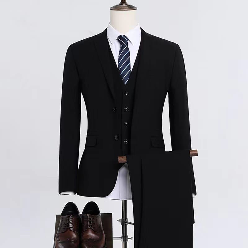 Spring Men's Fashion Suit 3-Piece Set Wedding Best Man College Group Uniform