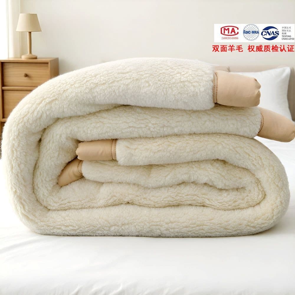 Winter Inner Mongolia Pure Wool Mattress, Double Quilt Pad, Blanket, Mattress Pad, Extra Thick Warm Double-Sided Genuine Wool Fleece