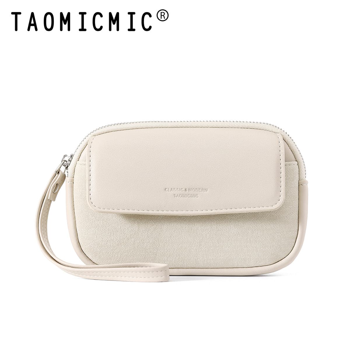 2026 New Style Minimalist Premium Denim-Texture Coin Purse Large Capacity Versatile Wrist Strap Leather High-End Handbag