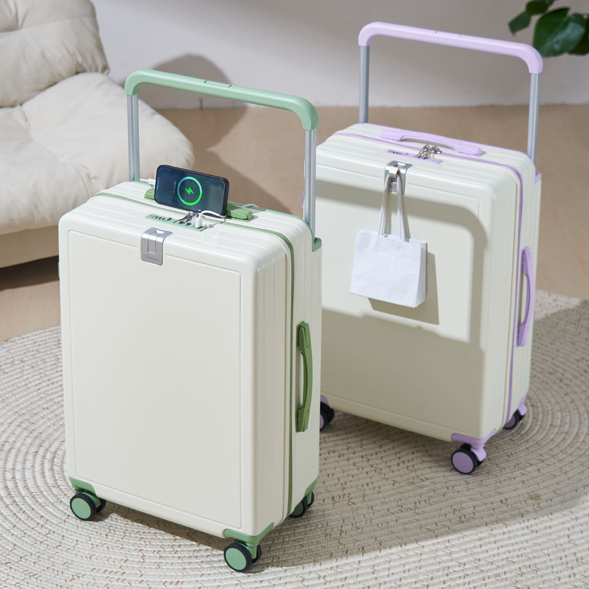 Wide trolley suitcase for women 20 inches lightweight boarding case 24 inches new multifunctional suitcase for men large capacity silent