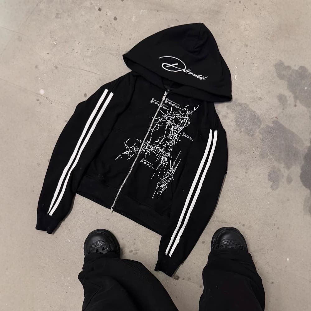 Cross-border European and American style new Y2K dark style sweatshirt Gothic street punk personality unisex zip hoodie