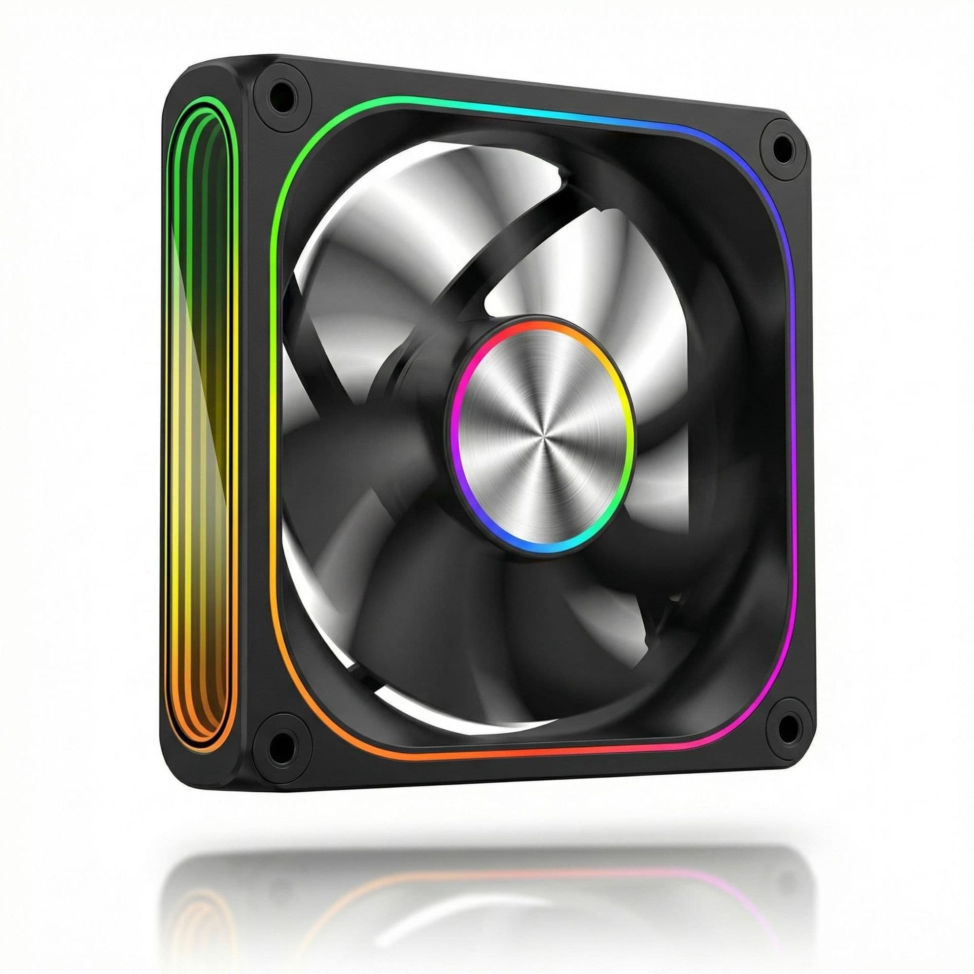 Three-way mirror 3+4 Pro computer case radiator 12CM fan silent internal and external light-emitting five cooling fans
