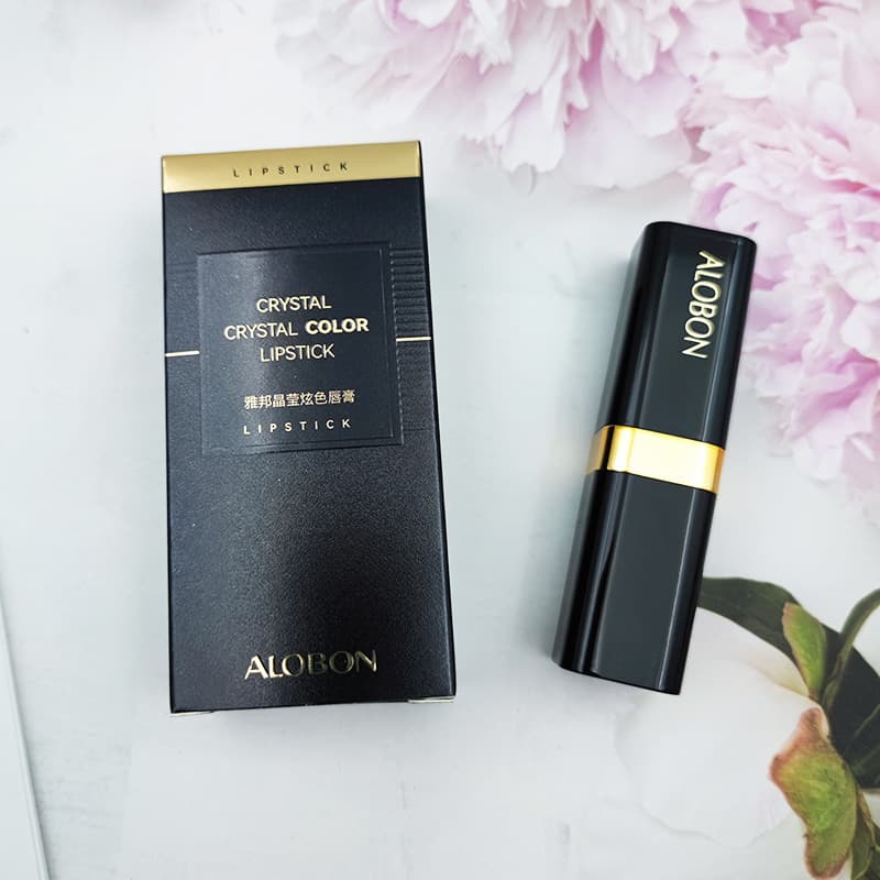 AloBon Black Tube Lipstick DS919 Crystal Shine Lip Color - Vermilion Red Cosmetics Lipstick Wholesale Drop Shipping