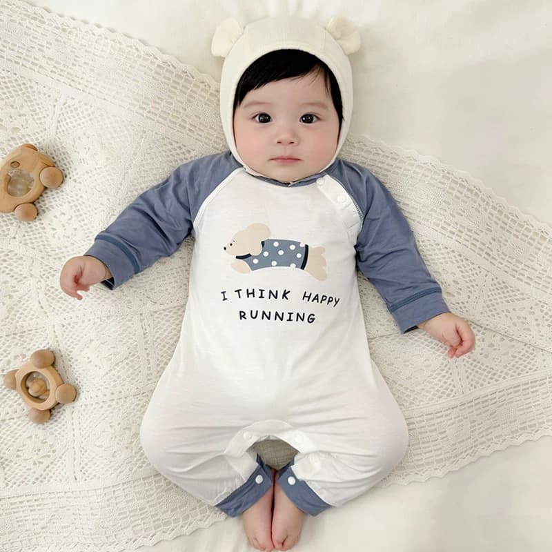 Baby Autumn Clothes, Boys and Girls Romper, Long Sleeve Modal Pajamas for One-Year-Old, Early Fall Sleepwear