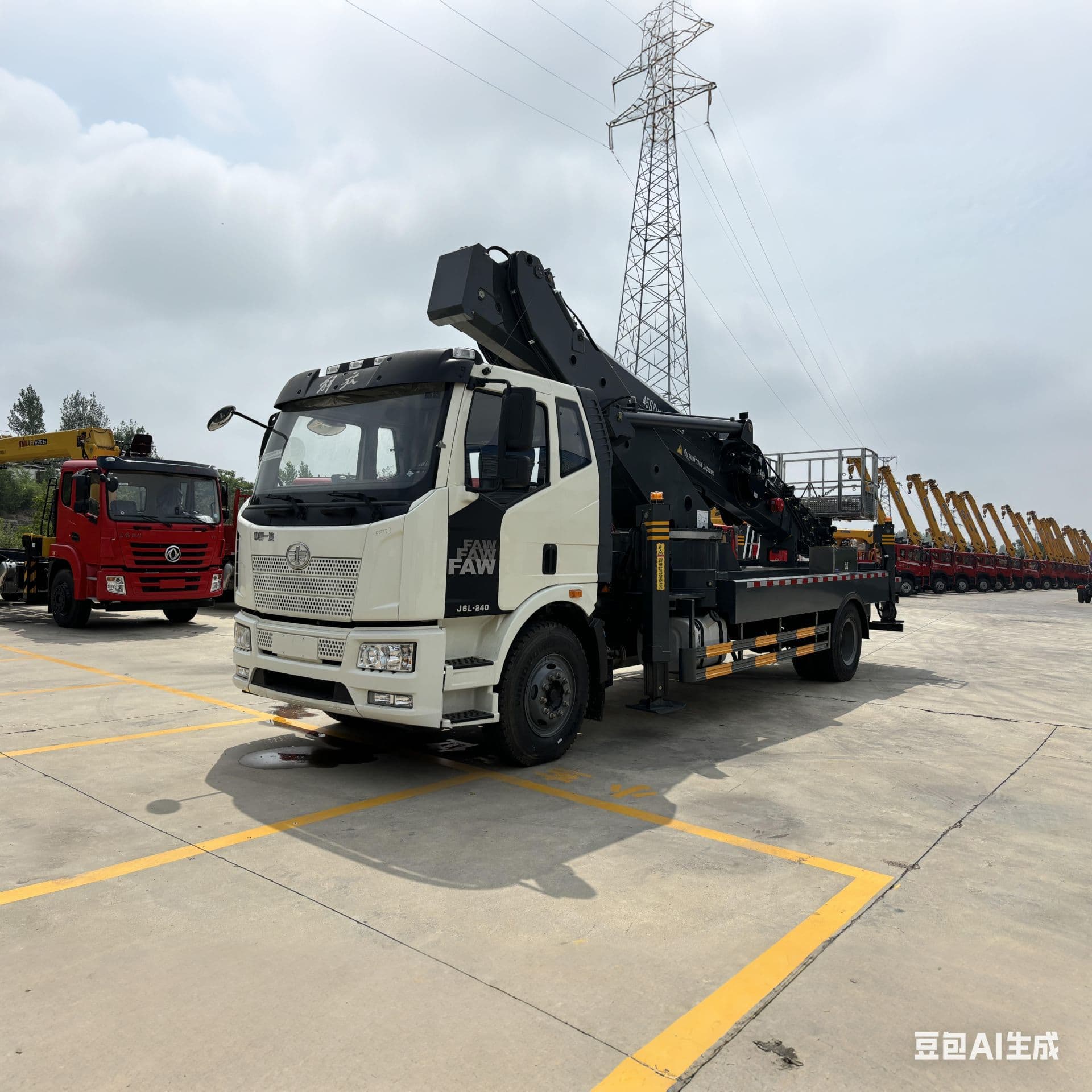 Cross-border Export Exclusive FAW Single Axle 45m Aerial Work Vehicle Straight Arm Telescopic Boom Lifting Elevating Truck