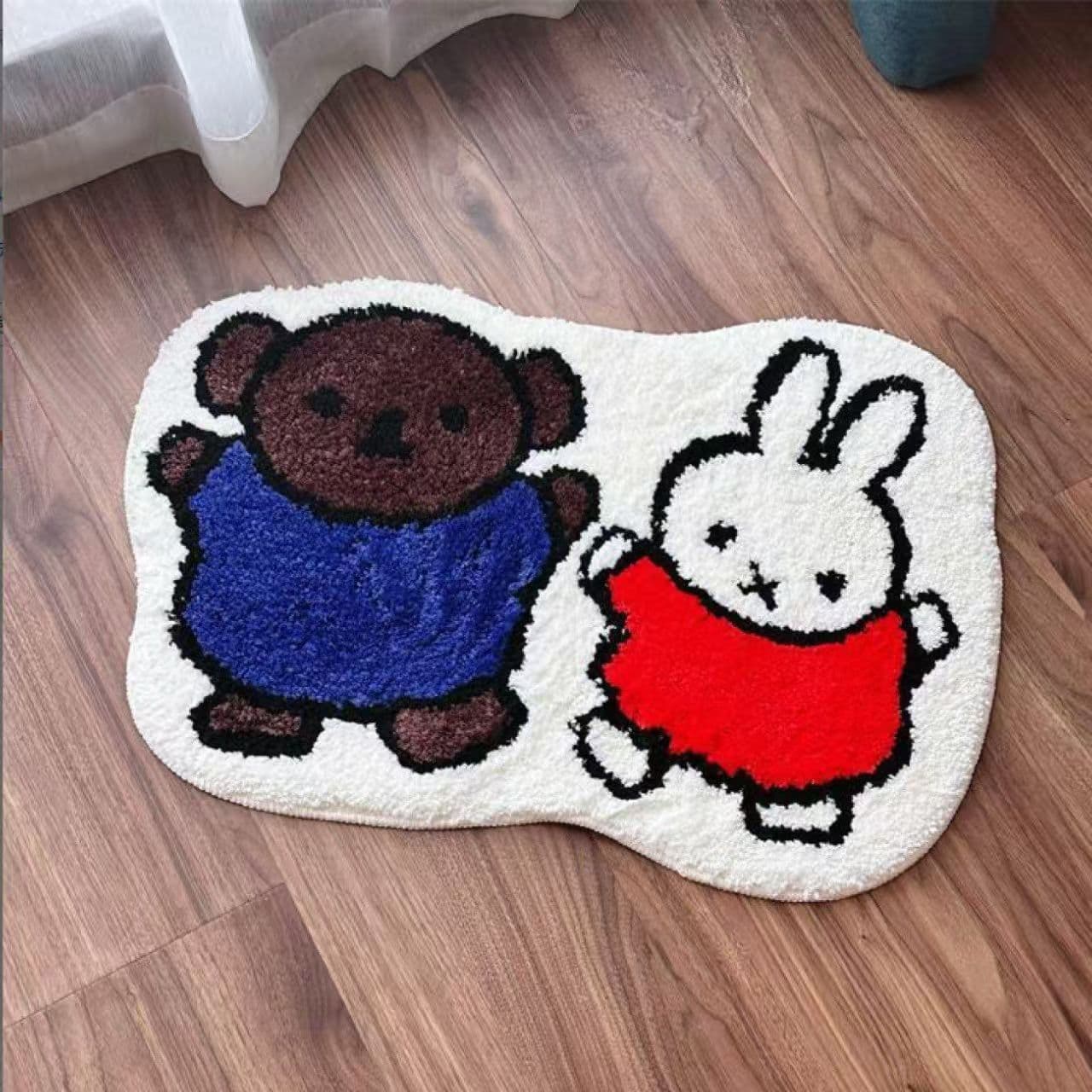 Thick, absorbent bathroom mat/carpet/cushion for export to Japan, made with Miffy rabbit motif.
