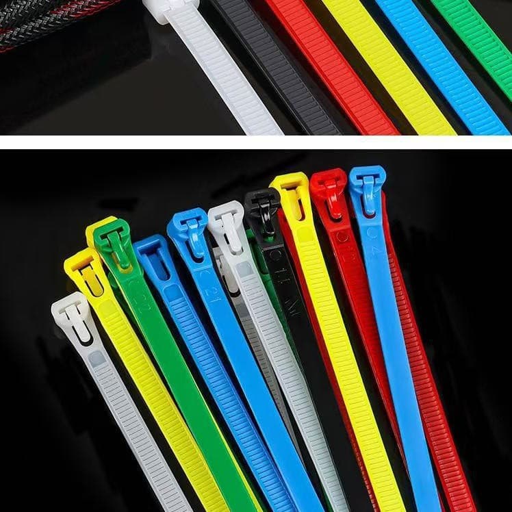 Factory Direct Reusable Zip Ties 100pcs Black White Colorful Nylon Cable Ties Plastic Bundling Wire Organizer Straps