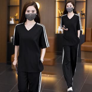 Plus Size Casual Sportswear Set for Women 2026 Summer New Short Sleeve Loose Fit Tummy Control Slimming Hot Two-Piece Set