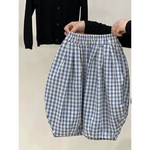 Korean Children's Clothing Kids Mosquito-Proof Pants 2025 Summer New Style Medium to Small Kids Trendy Plaid Lantern Pants Boys and Girls Pants
