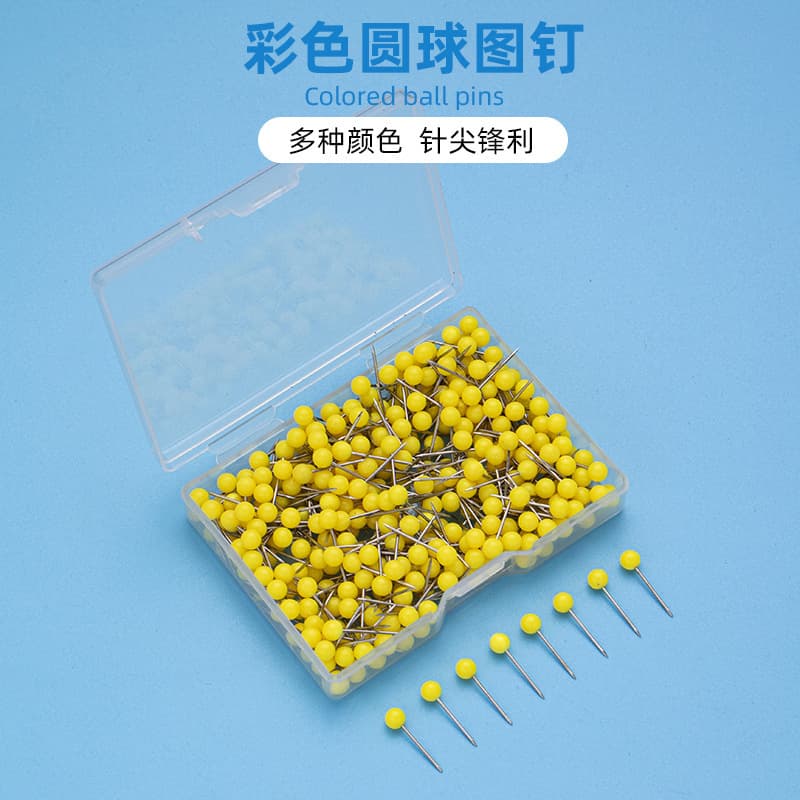 Colored 4mm globe pins boxed for soft board push pins, marking map tacks, office use ball-head thumbtacks