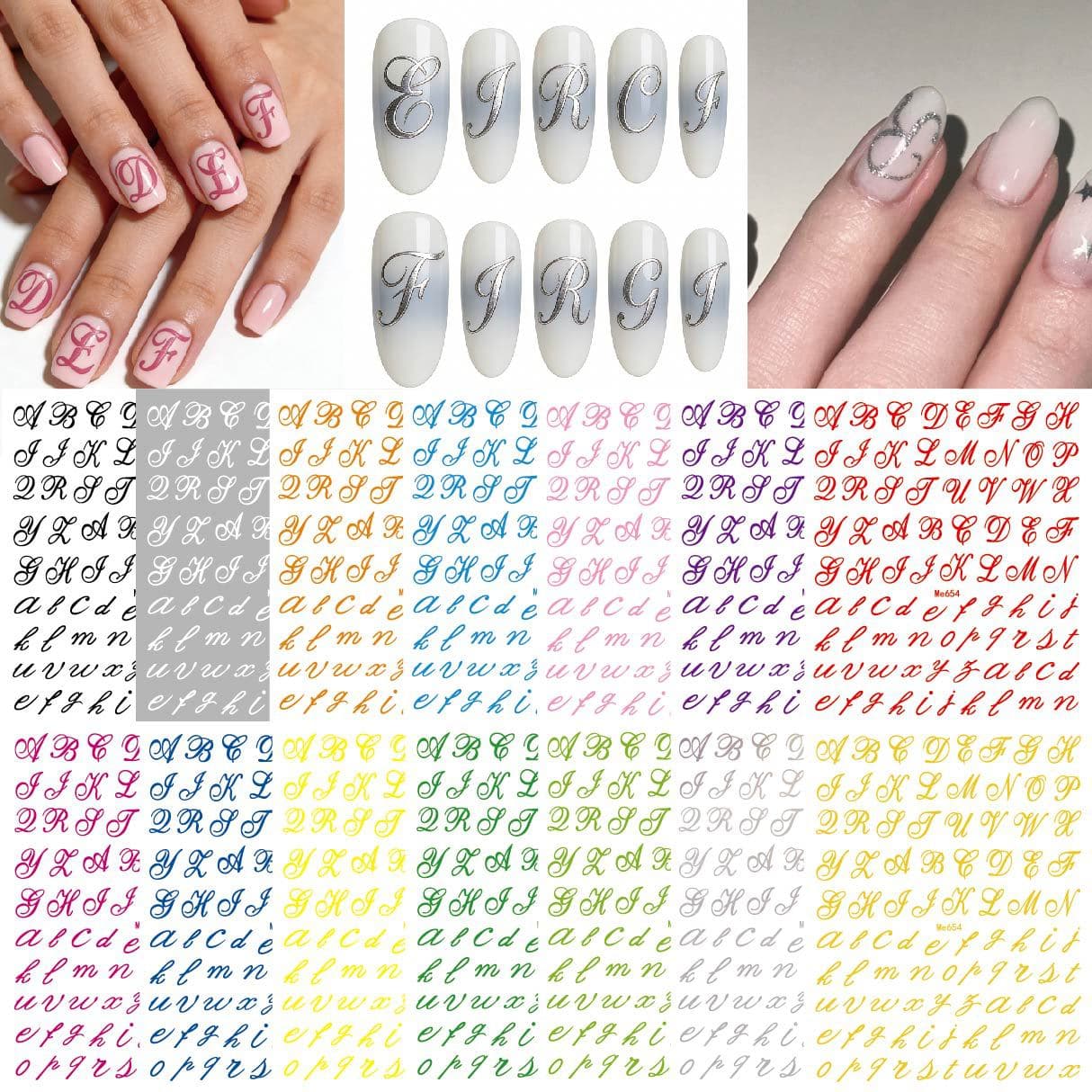 New Black and White Letter Nail Stickers Cross-Border E-Commerce Ins Simple Colorful White Letter Nail Stickers Me654