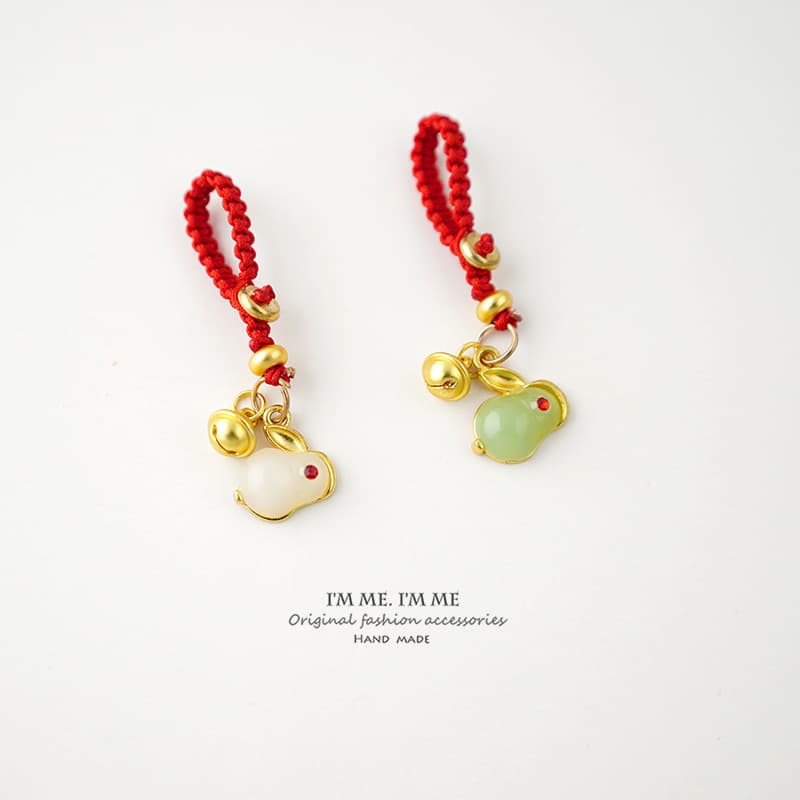 2023 high-end car keychain ancient golden jade rabbit safety lock for men and women BMW Mercedes-Benz key lanyard